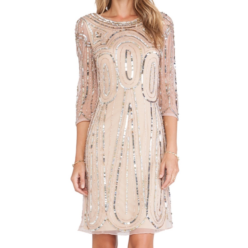 Revolve Long Sleeve Sequin Dress - Gold
